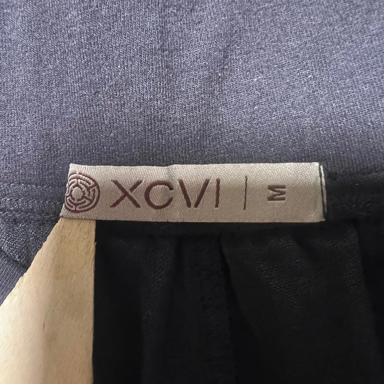 XCVI Black Linen Crochet Inset Wide Leg Flare Pants Elastic Waist Size M - Image 8