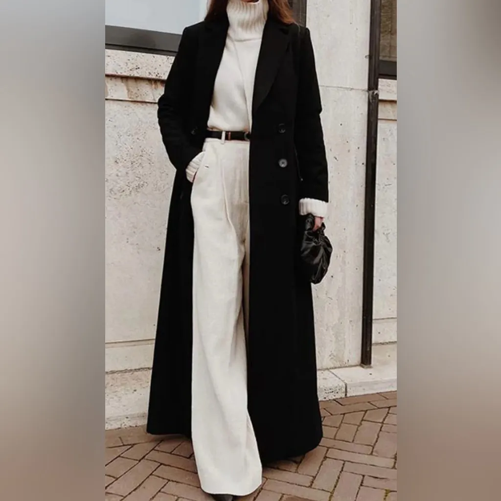 Black button long coat Size 2 - Image 2