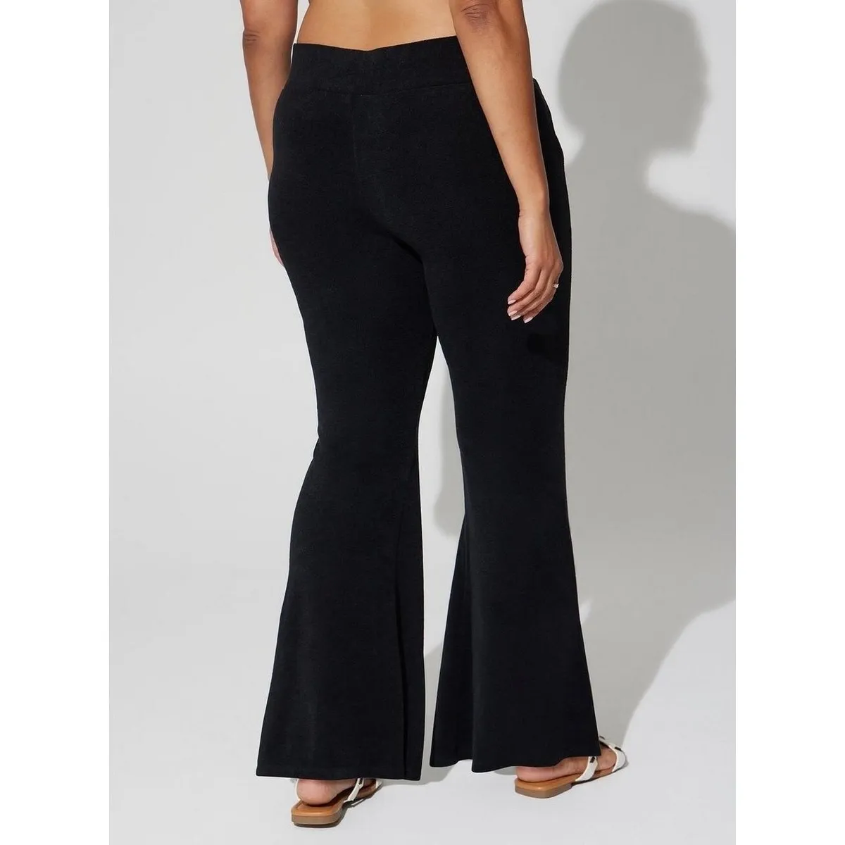 Torrid Black Terry Cloth Soft Knit Flare Leg Lounge Pants Boho Festival Plus 3 - Image 2