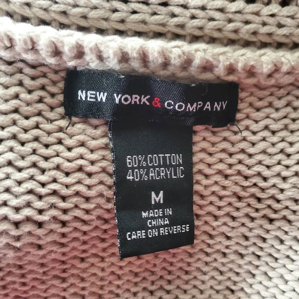 New York & Company Belted Cable Knit Sweater Vest M Tan Size M - Image 7
