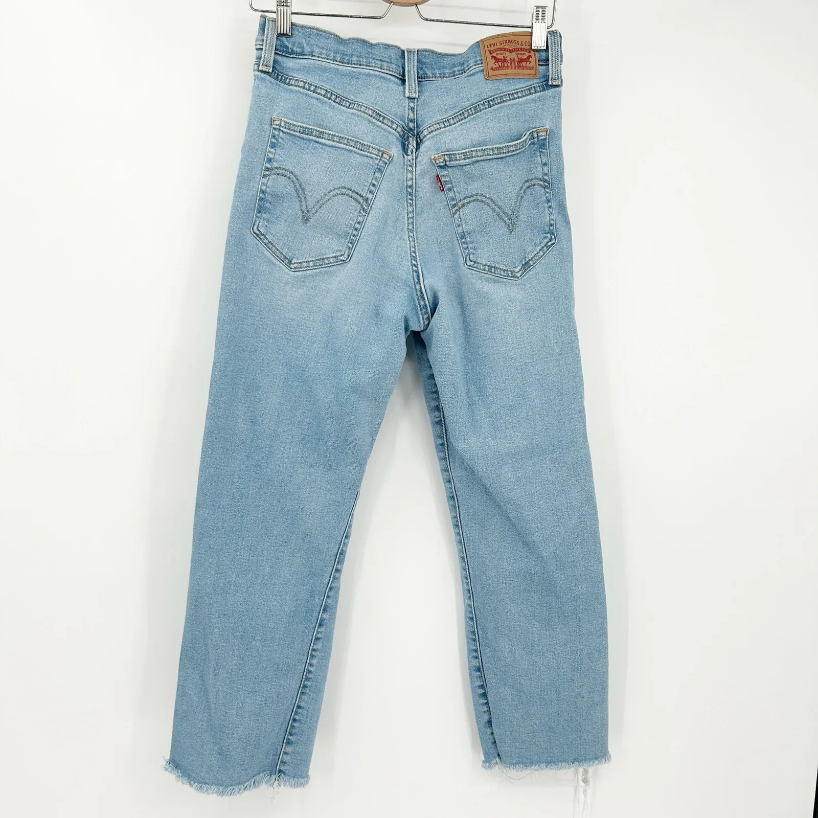 Levis Womens Distressed High Rise Ribcage Ankle Straight Leg Jeans‎ Size 29 Blue - Image 12