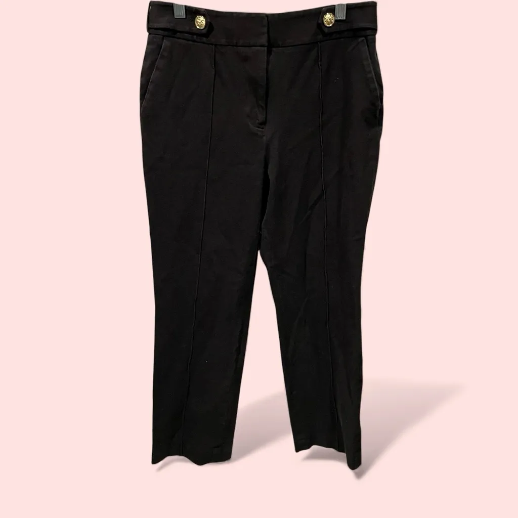 Elie Tahari Cute cotton canvas gold chunky button ankle pants stretch crops - Image 4