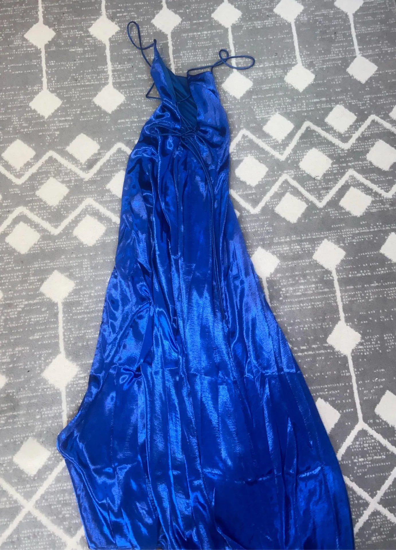 Satin Blue Prom Dress - Image 2