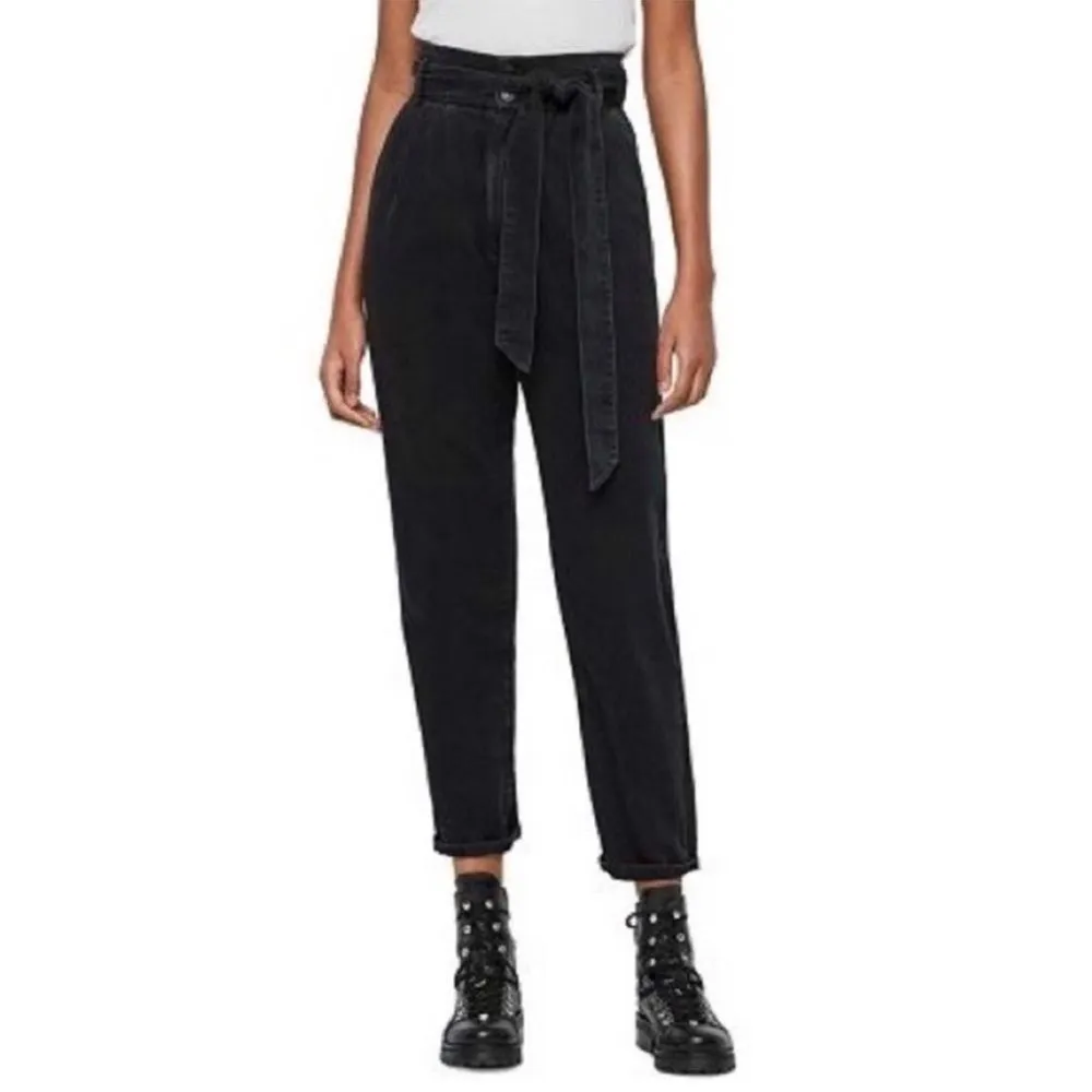 AllSaints Ralita Paperbag High-Rise Cropped Jeans – Black – Size 2 - Image 3