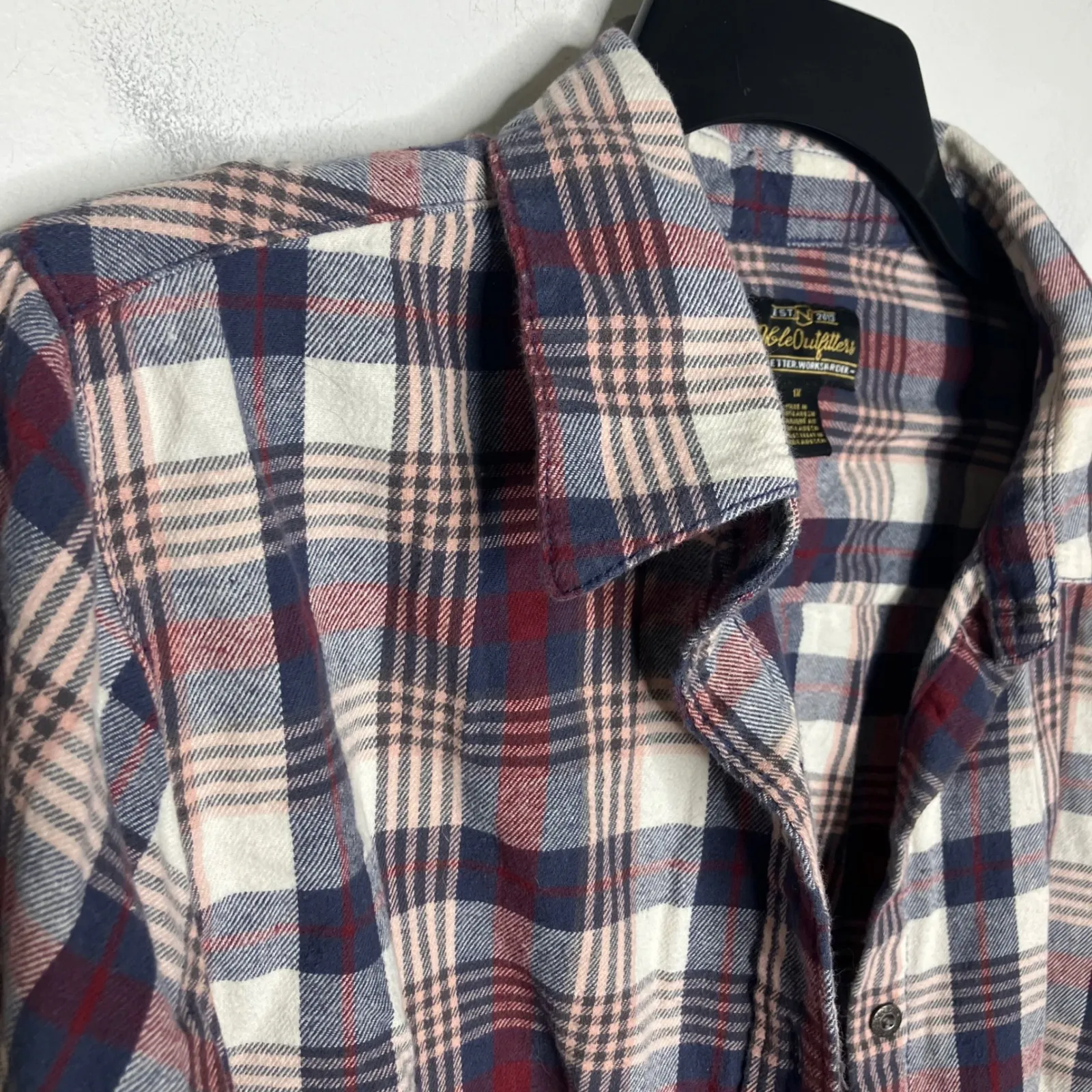 Noble outfitters plaid button down shirt 100% cotton casual western women's 1X Pink - Image 2