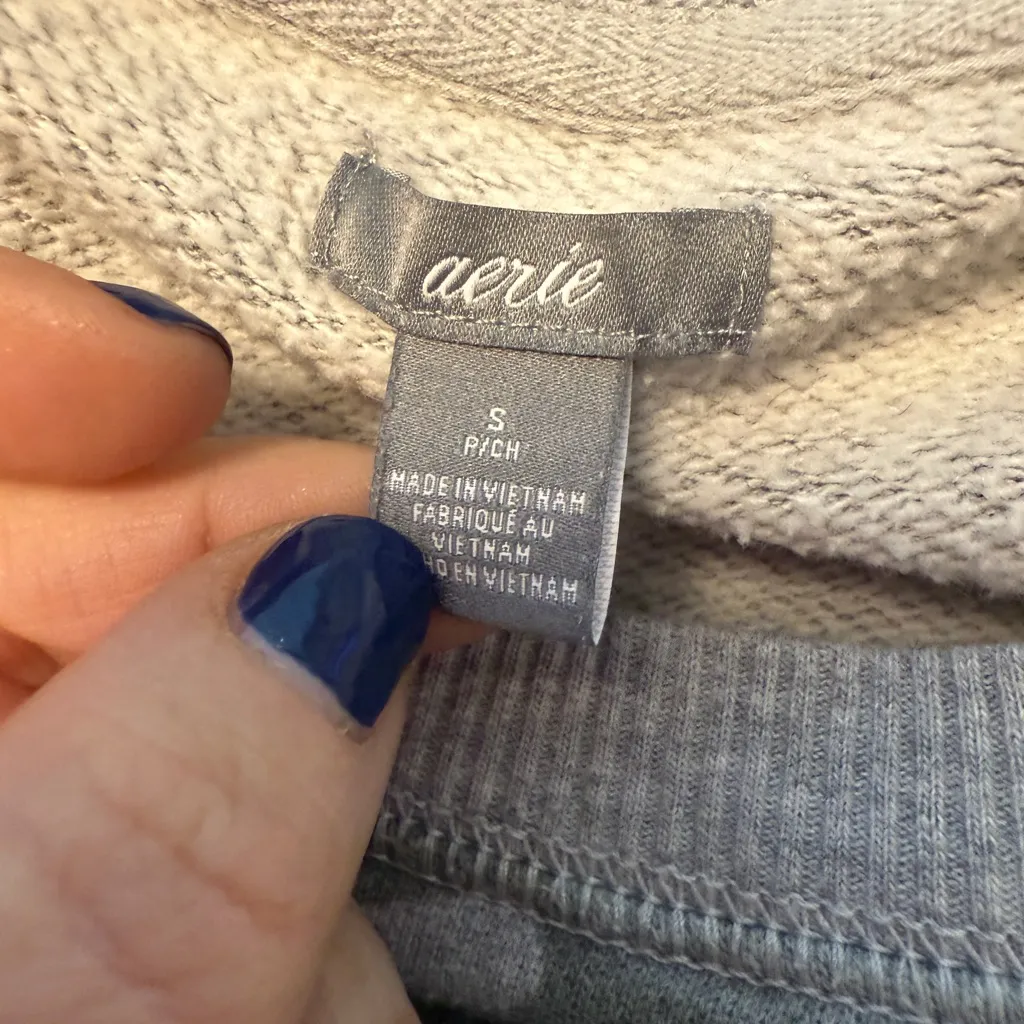 Aerie Woman's Green Grey Camo Oversized Crewneck Sweatshirt Small - Image 6