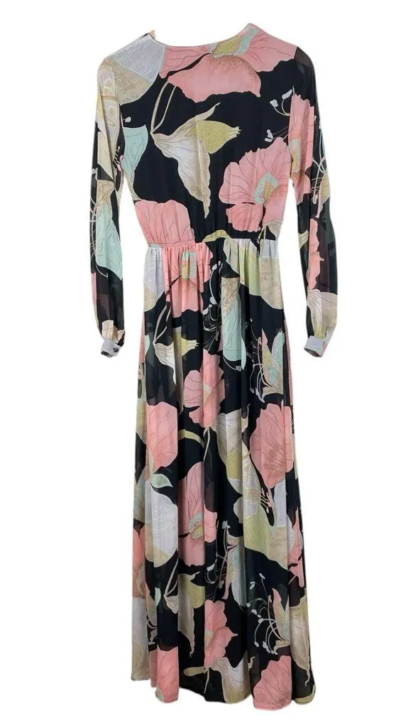 Lulus Wondrous Water Lilies Black Floral Print Maxi Dress Size Small Whimsigoth - Image 16