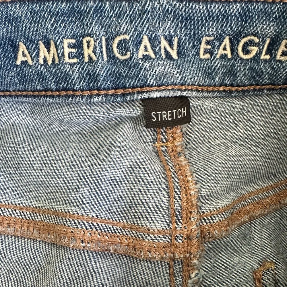 American Eagle Vintage Distressed Ripped Hem High Rise Mom Jeans Boho Western 4 - Image 4