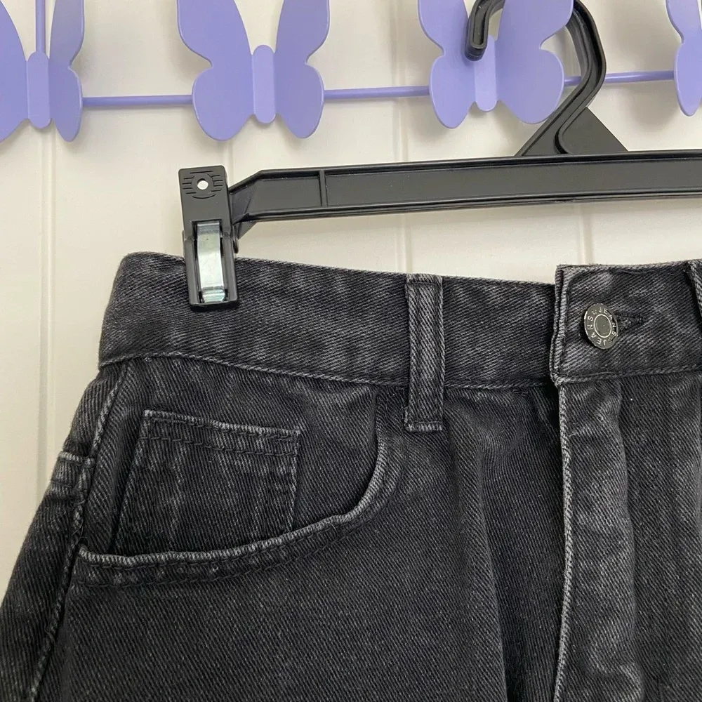 SHEIN women’s flame black‎ denim distressed shorts — small - Image 2