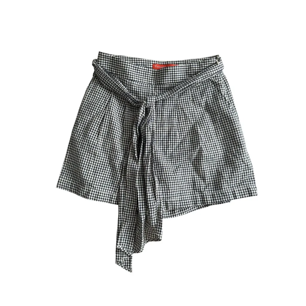 CARTONNIER by Anthropologie Black White Plaid High Rise Shorts size 0 - Image 6