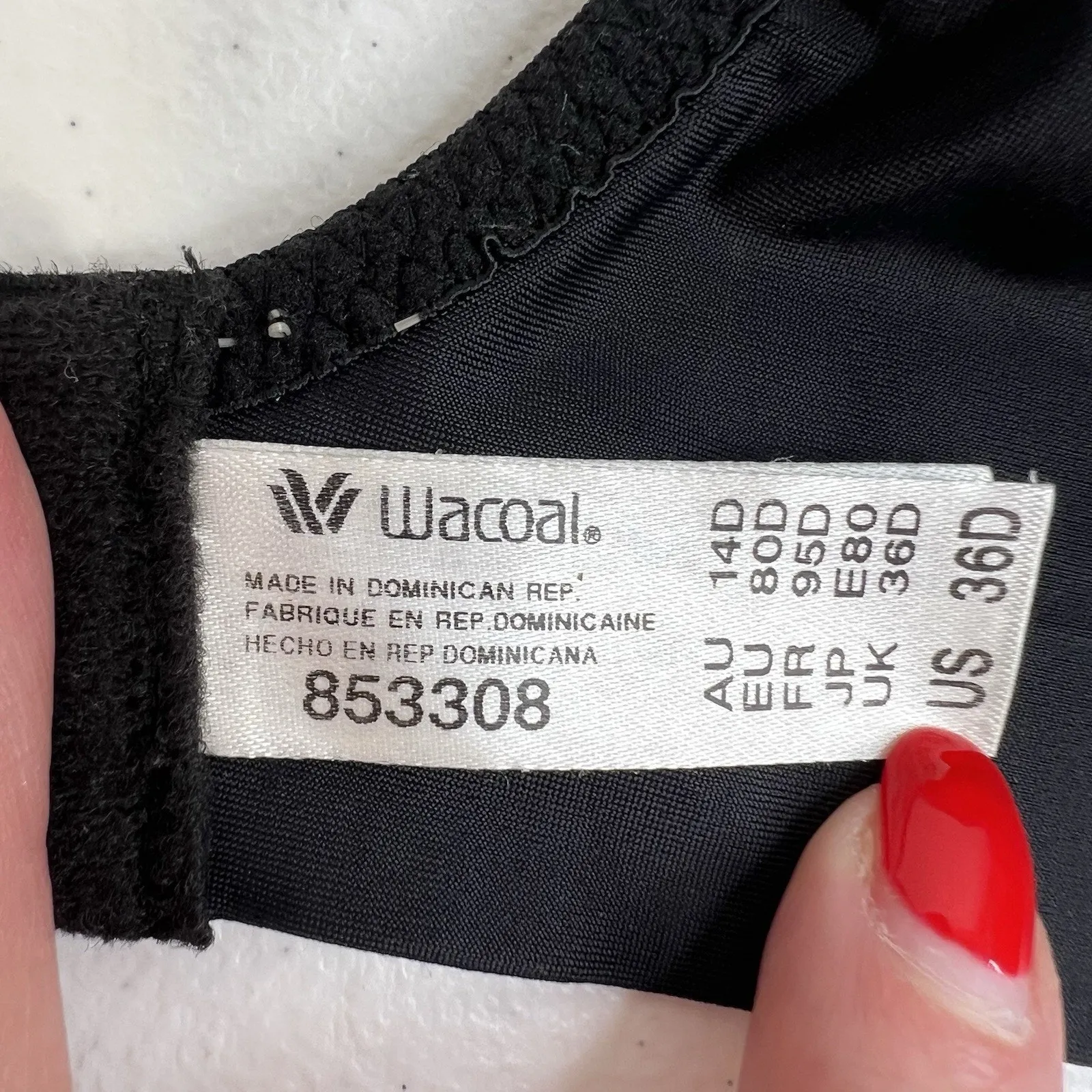 Wacoal 36D At Ease T-Shirt Bra Underwire Bra Black Seamless 853308 Women's - Image 12