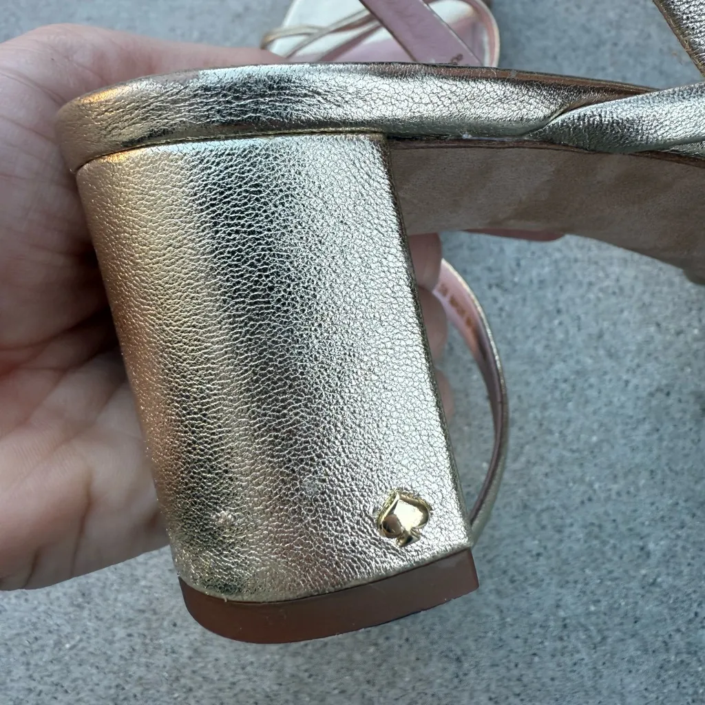 Kate Spade Renee Gold Metallic Strappy Block Heels Women’s Size 8.5 - Image 7