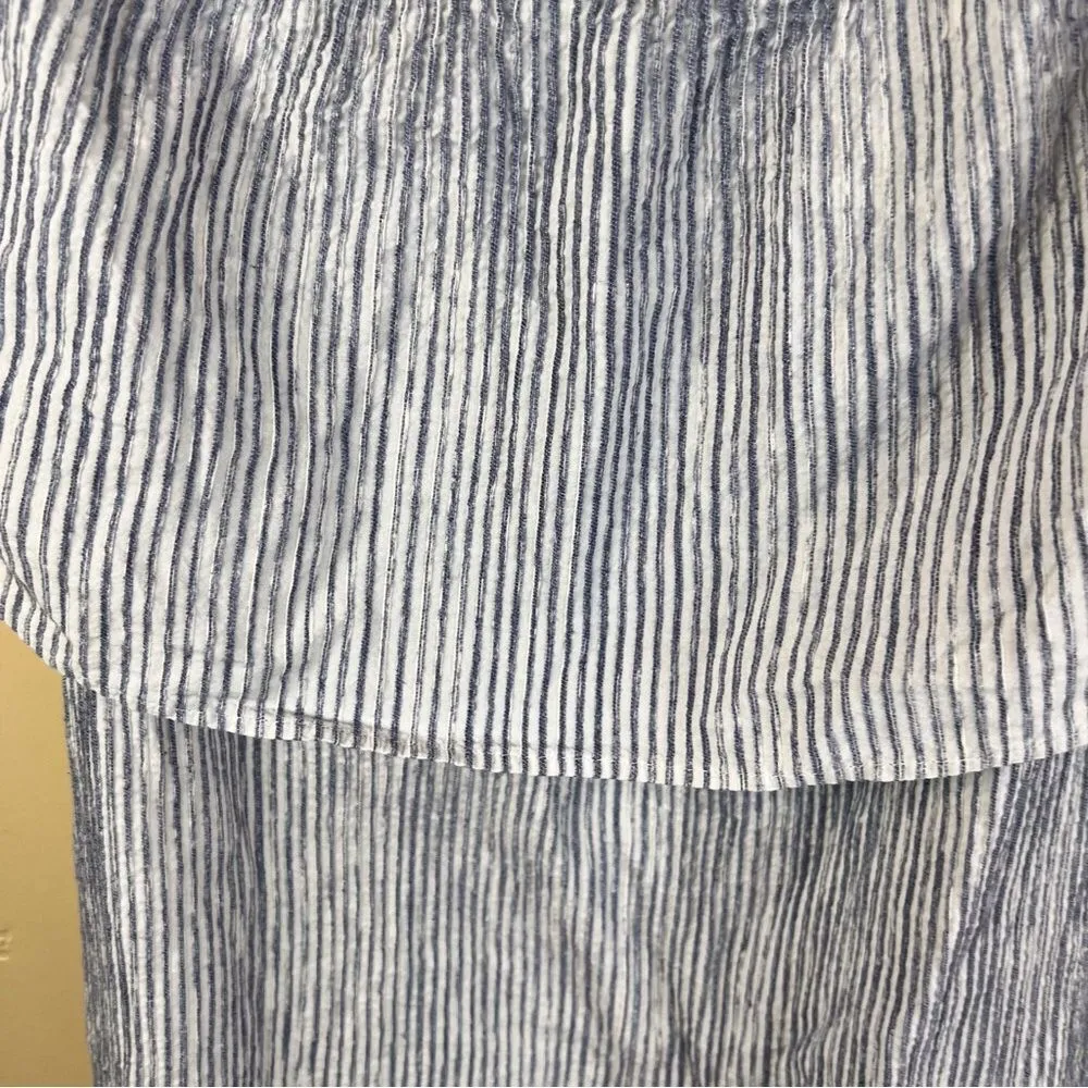J.Crew Womens Chambray Off the Shoulder Pinstriped Mini Dress Size Small So Cute - Image 5