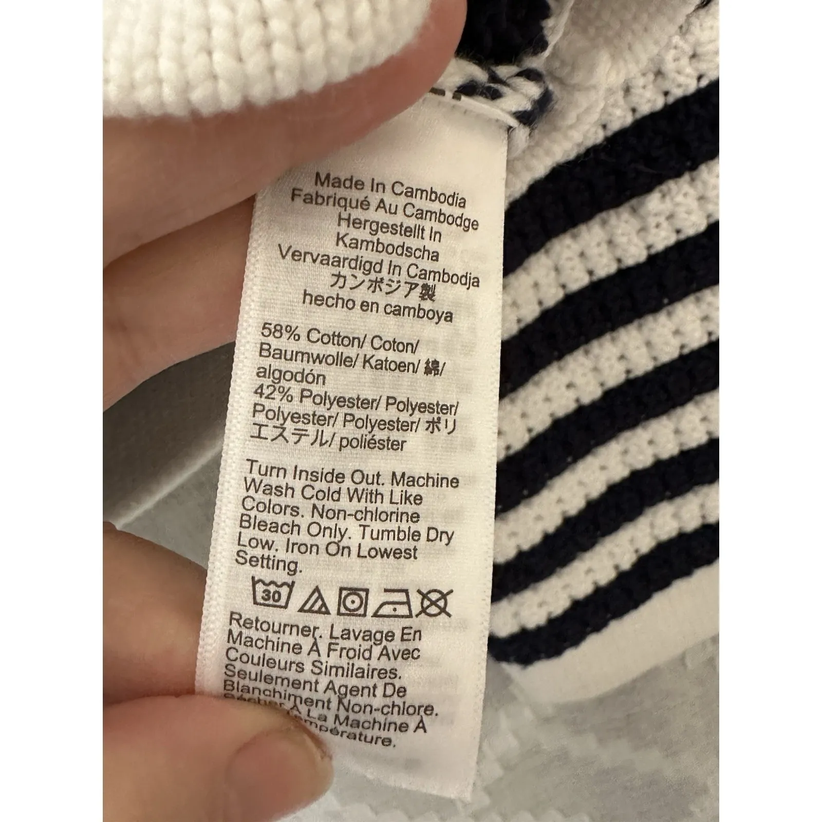 J Crew Womens XL Black White Striped V Neck Sweater Classic Preppy Comfort - Image 5