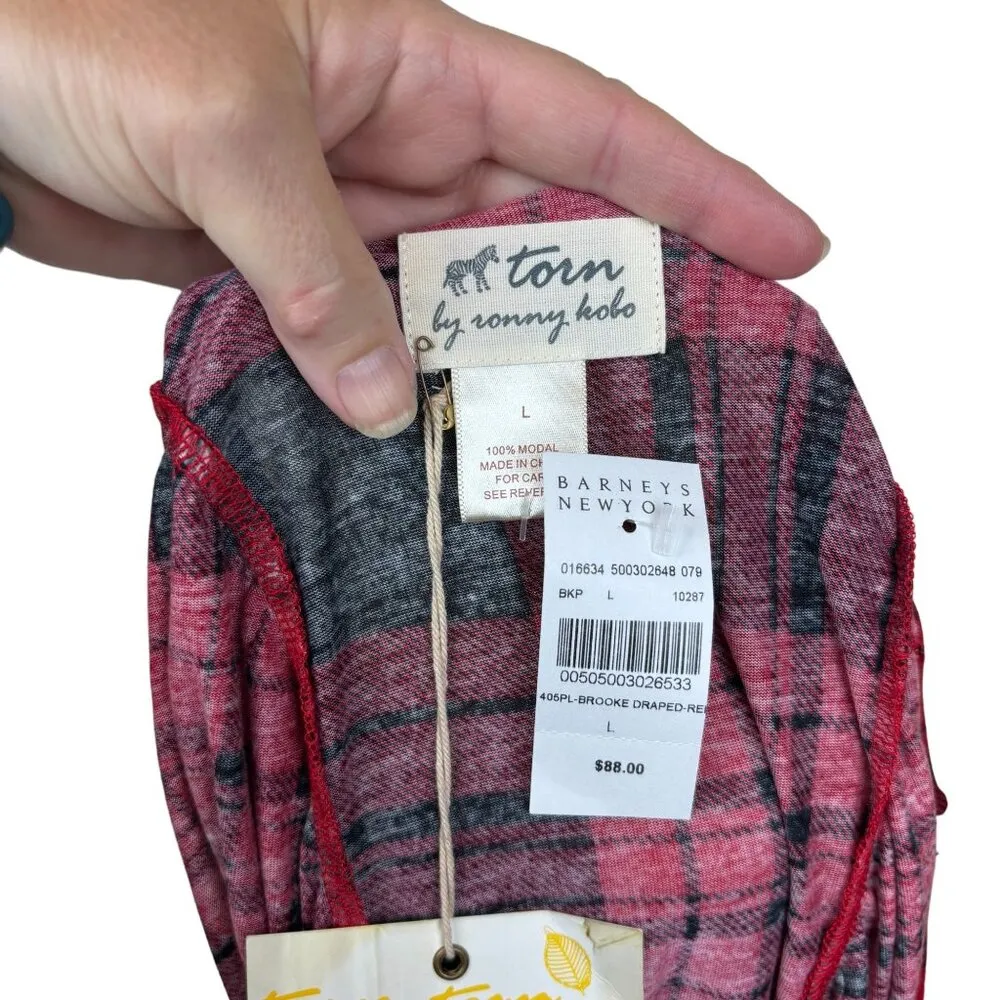 Torn by Ronny Kobo Brooke top, size Large, boxy, plaid, summer, dressy, NWT - Image 7