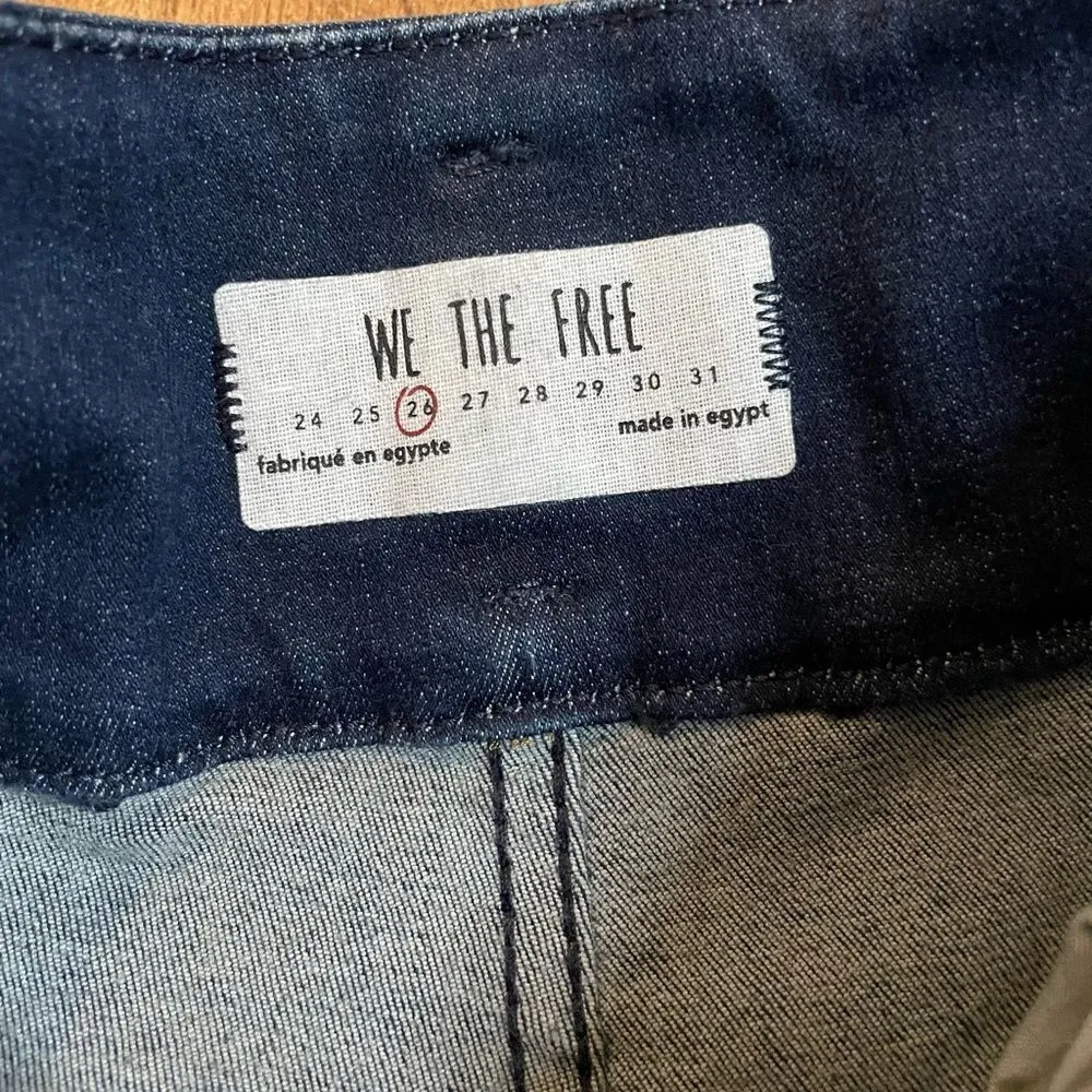 We the free high rise belted dark wash skinny jeans sz 26 - Image 3