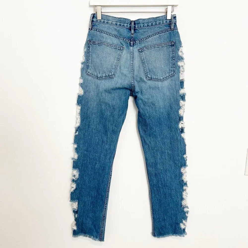 3X1 Higher Ground Distressed Ankle Shredded Boyfriend Jeans Punk Grunge Blue 25 - Image 8