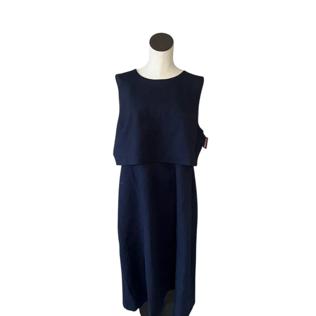NWT Spanx 20599R Ponte Overlay Fitted Midi in Classic Navy Sleeveless Dress - Image 8