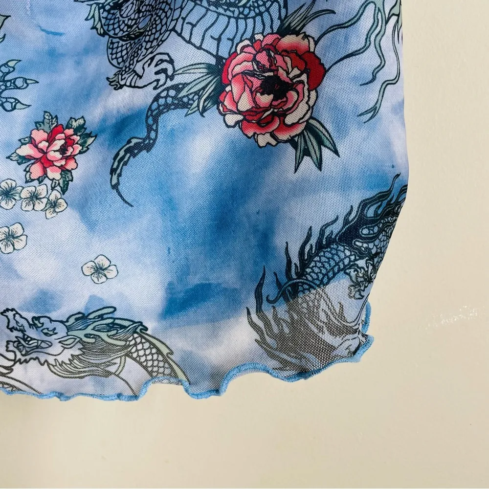 Rue21 Blue Dragon Print Cowl Neck Cami Top with Chain Straps Blue size L - Image 8