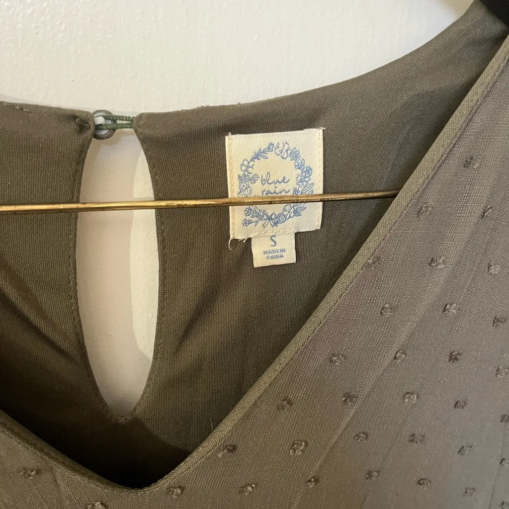 Blue Rain Taupe Textured V-Neck Top - Image 3