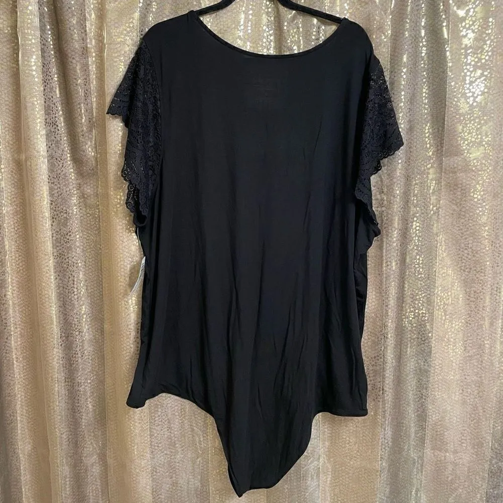Torrid Super Soft Black Lace Sleeve Bodysuit, 5X 28 NWT - Image 2