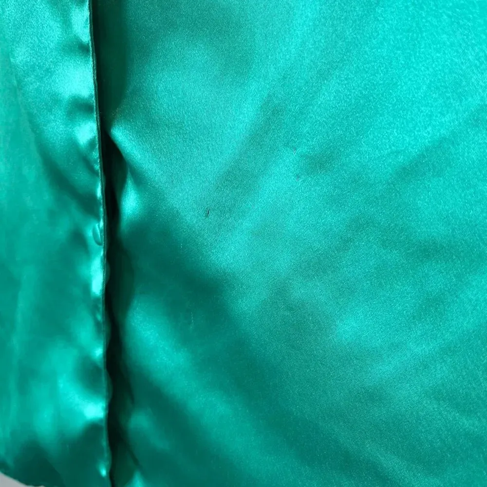 Vtg gold Label Victoria Secret green sleep shirt button up green satin pj slip‎ - Image 11