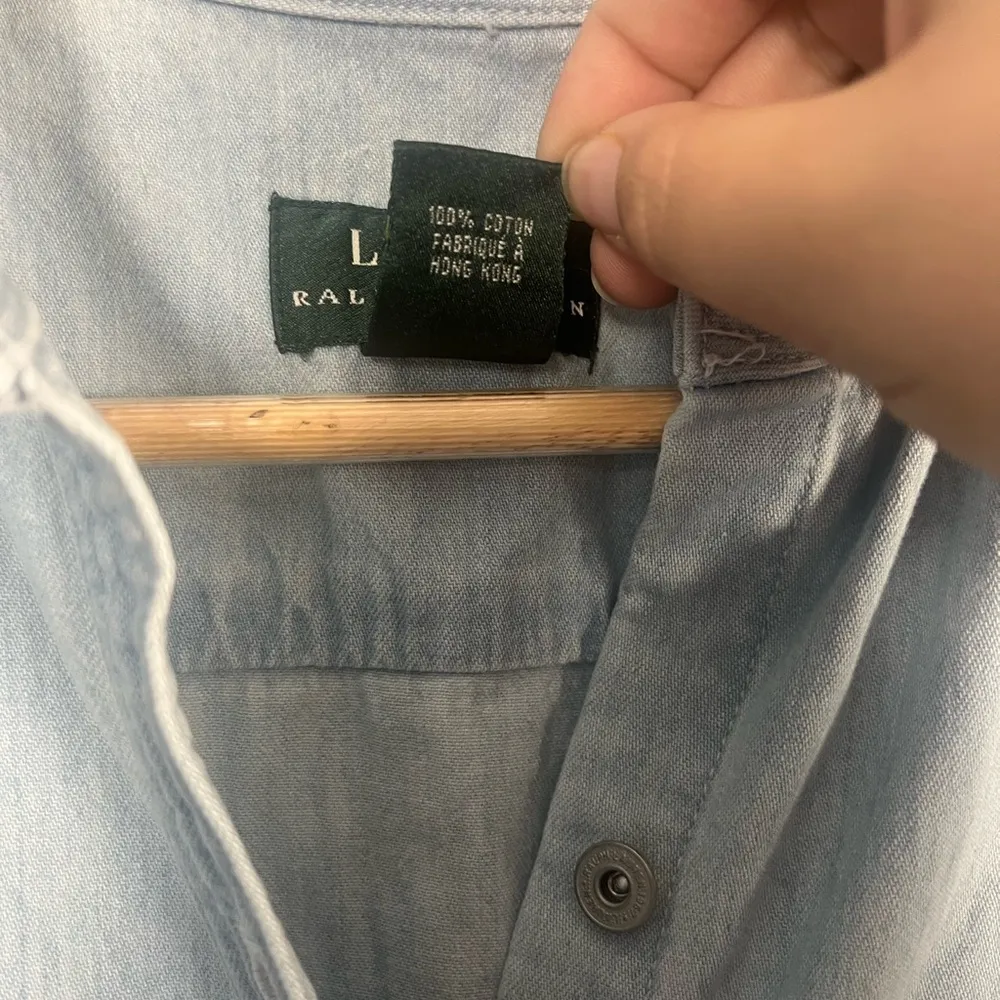 Lauren Ralph Lauren denim button down chambry dress sleeveless size Medium - Image 3