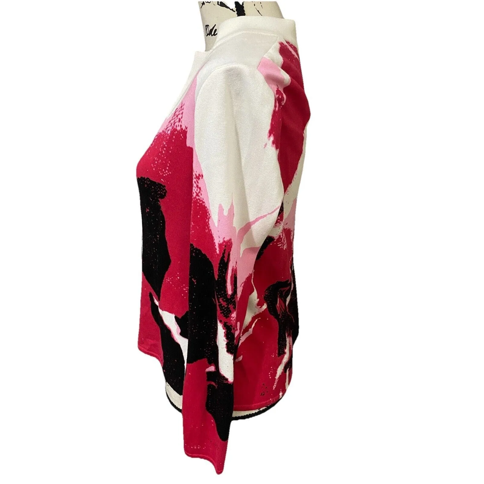 Ming Wang Tailored Fit Pink/Fuchsia/black Knit Sweater Jacket EUC - Image 6