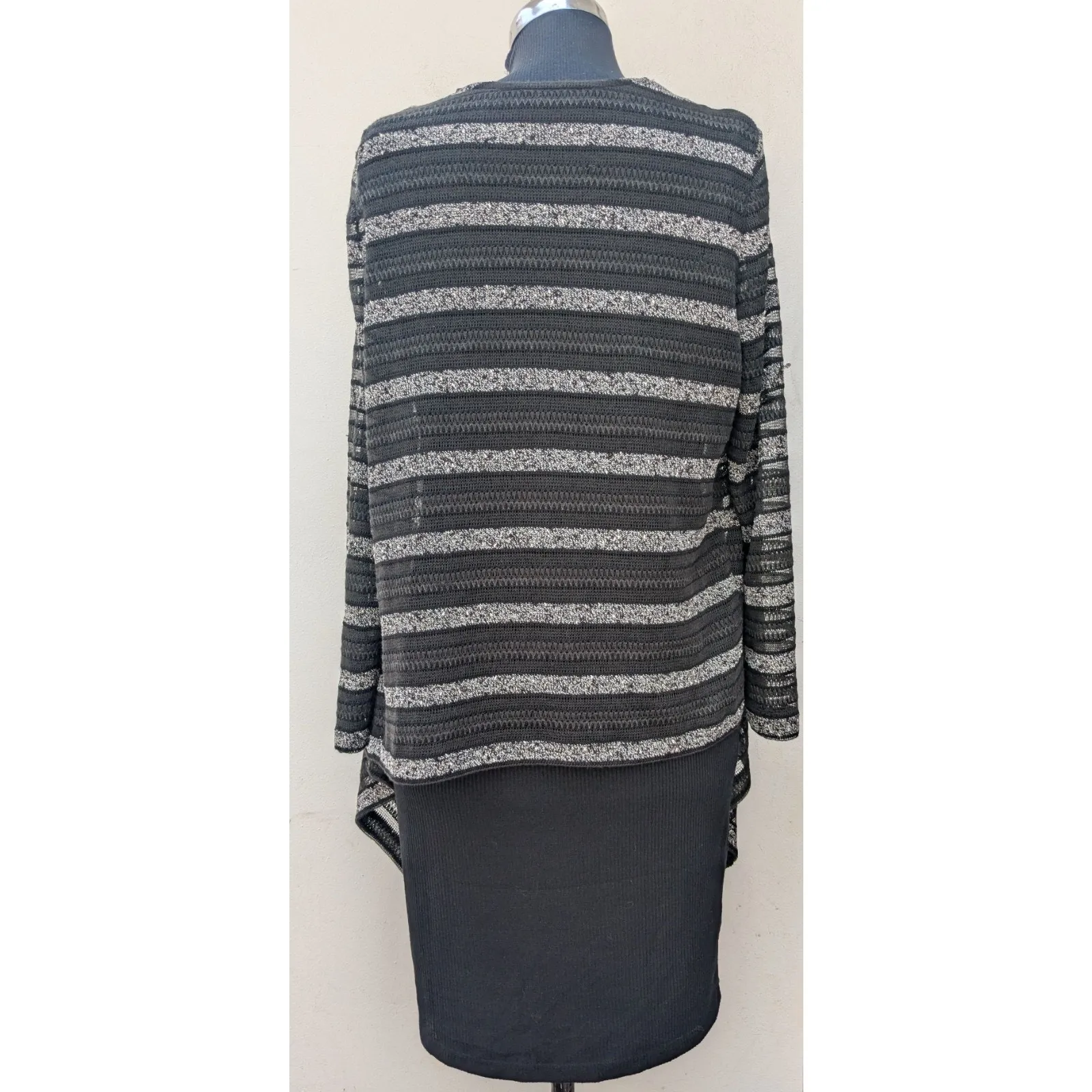 Studio One Midi Shift Dress Knit Sweater Black/Gray Size 10 - Image 8
