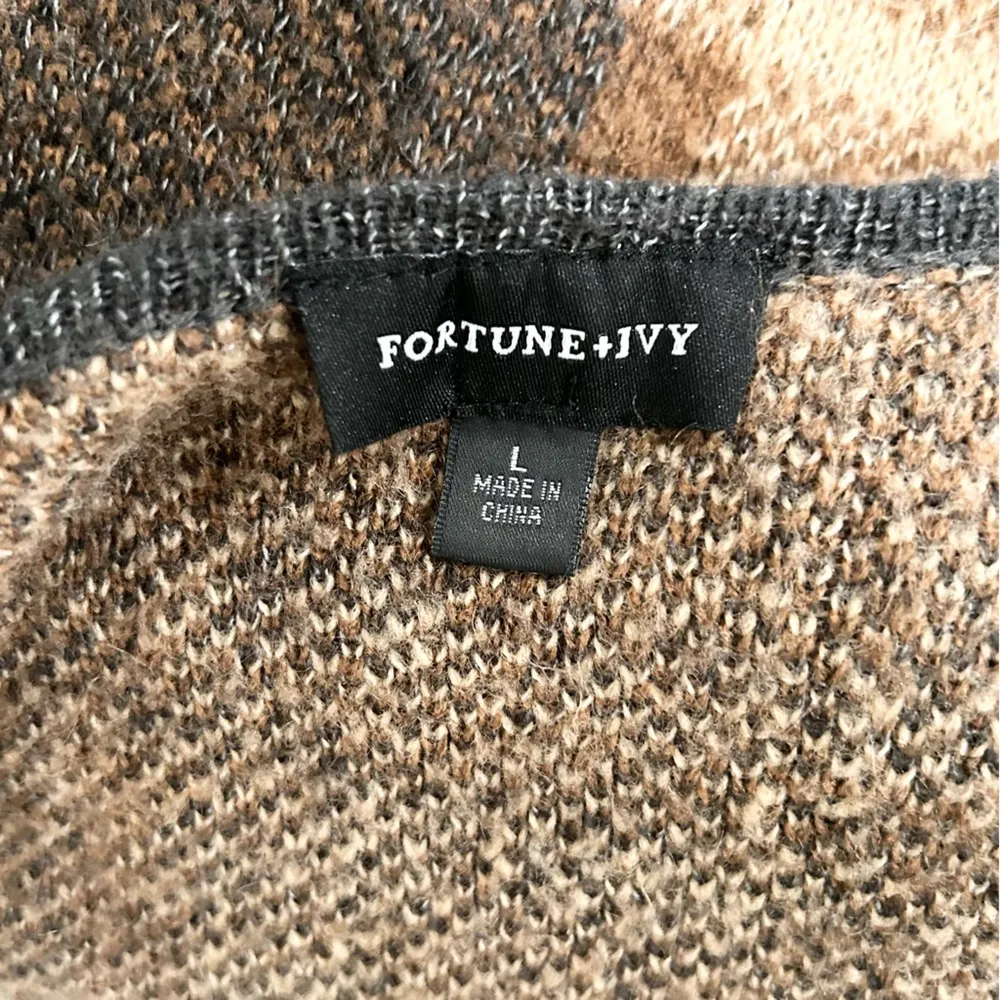 Fortune + Ivy Plaid Open Front Cardigan Sweater Large - Image 4