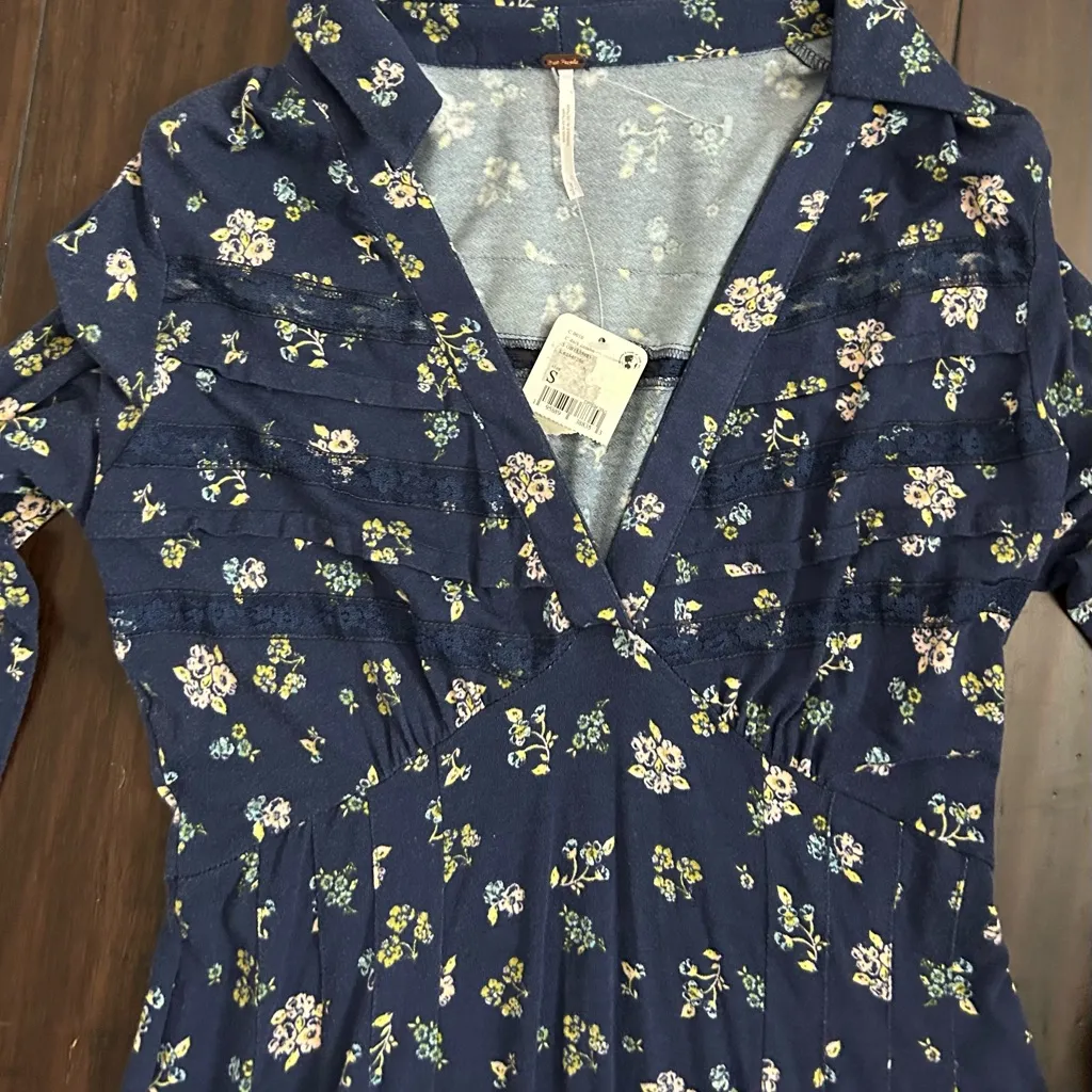Free People | Good Days Prairie Western Floral Print Mini Dress Navy | S - Image 5
