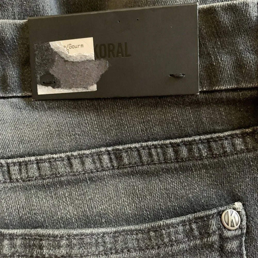 KORAL L.A. DENIM SKINNY JEANS BLACK GRAY JEWELED  Ombré Rain Studs 26 NEW NWT - Image 7