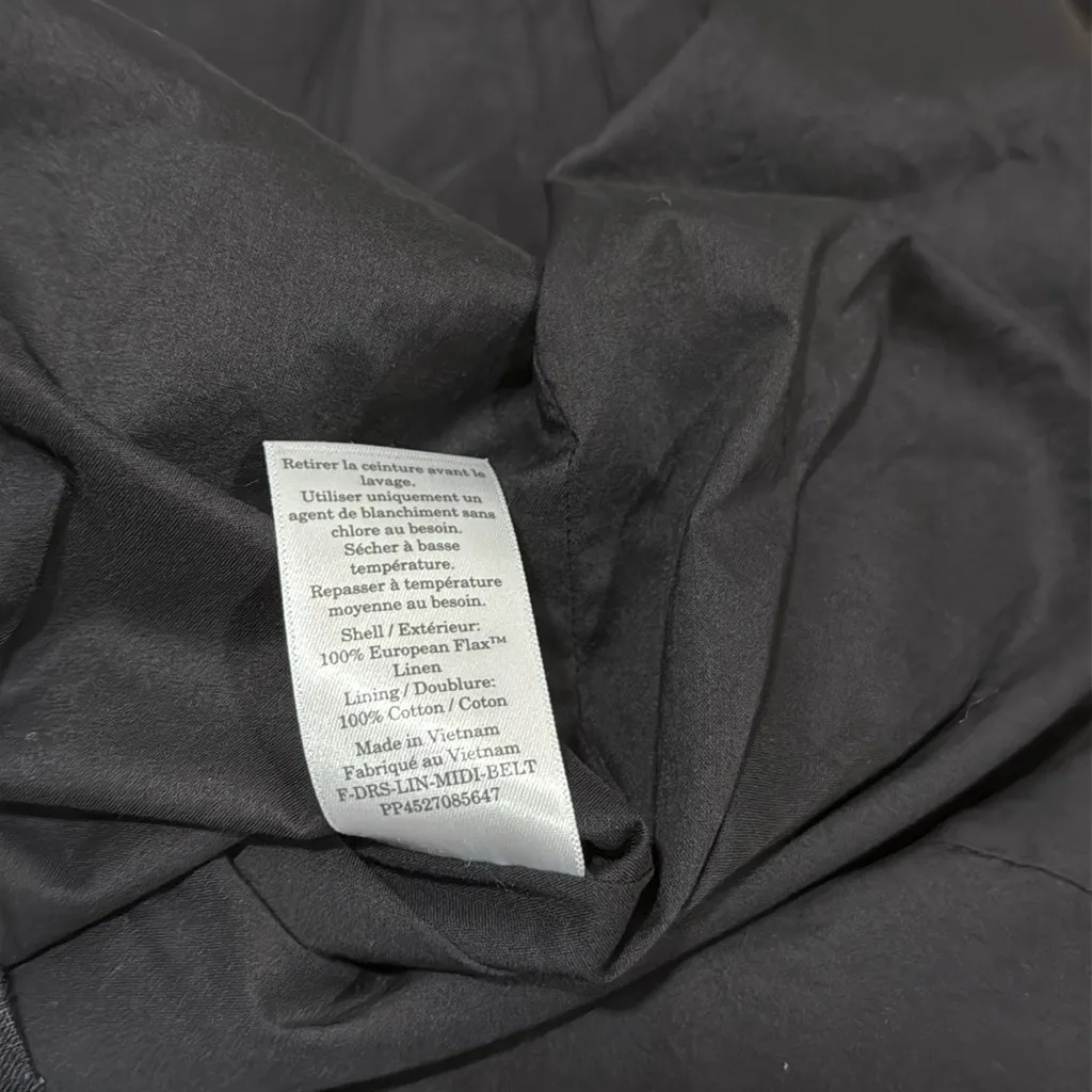 NWT Everlane The Linen Belted Midi Dress black size 10 European flax linen - Image 10