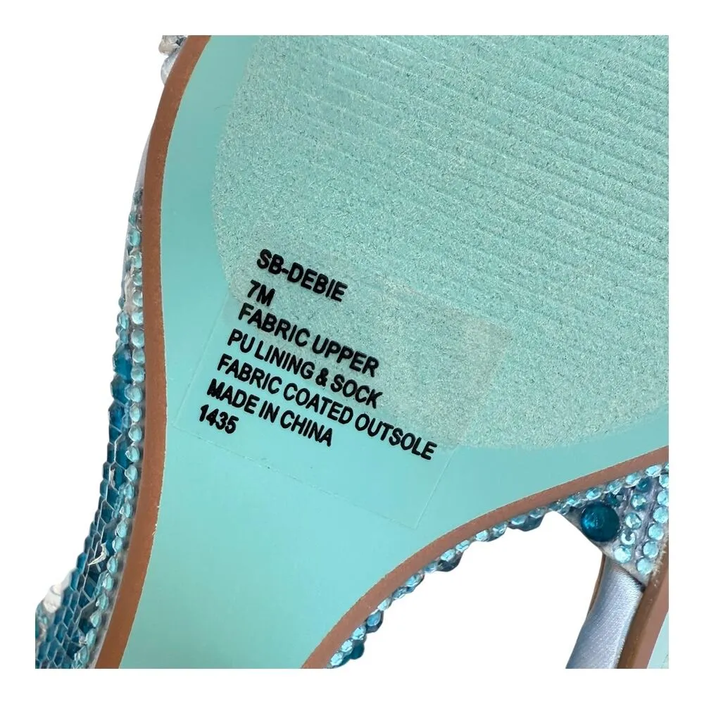 NEW Betsey Johnson SB Debie Blue Rhinestone PUMP SANDAL Womens 7 SHOES Bling NIB - Image 10