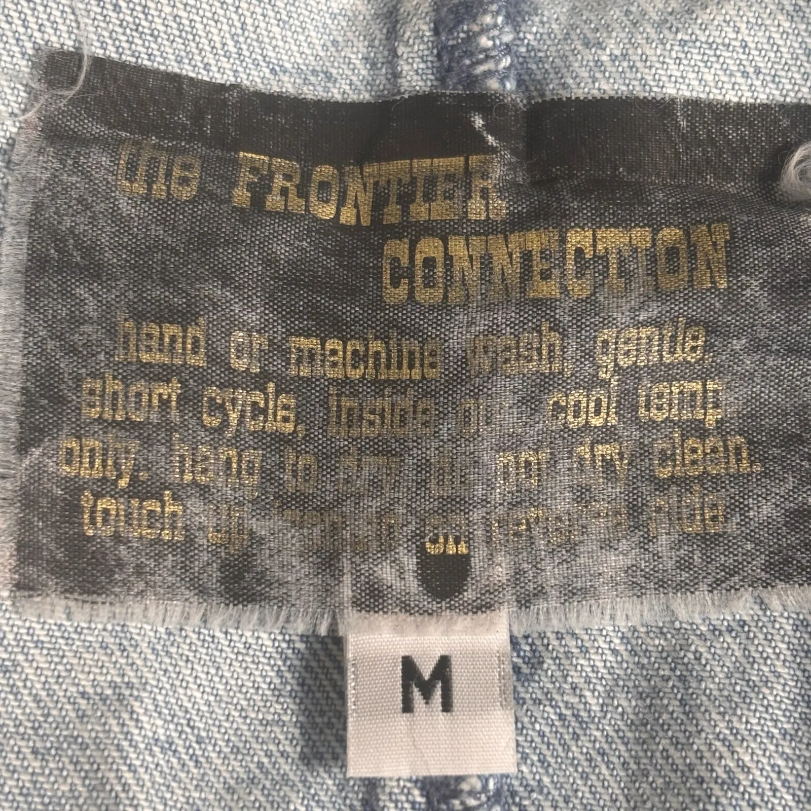 Vintage 90s Frontier Connection Denim Jacket Oversized Blazer Southwestern Art Blue Size M - Image 9