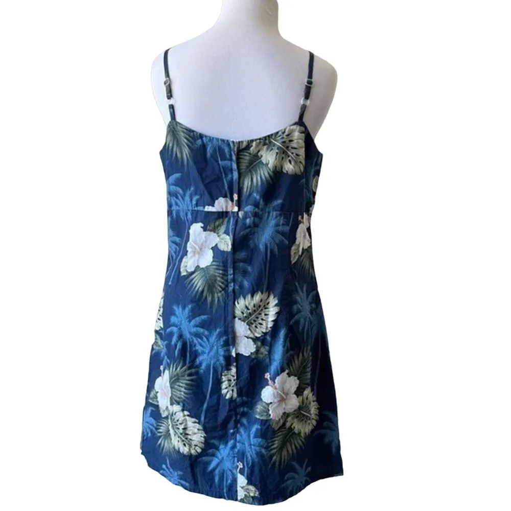 Vintage Hawaiian Tropical Mini Dress Medium Spaghetti Strap Floral Vacation White - Image 8
