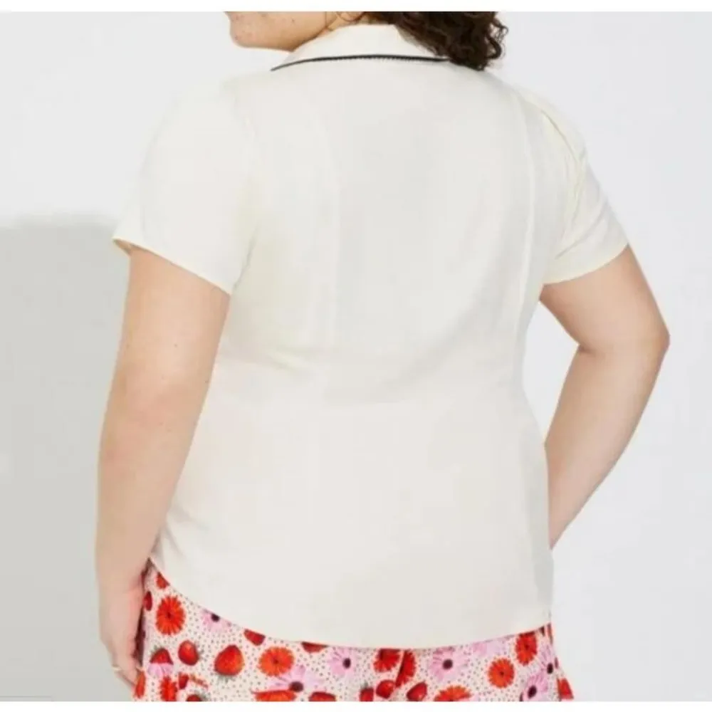 NEW/NWT Torrid Retro Chic Ivory Rayon Short Sleeve Shirt Black Lace Size 5/5X 28 - Image 3