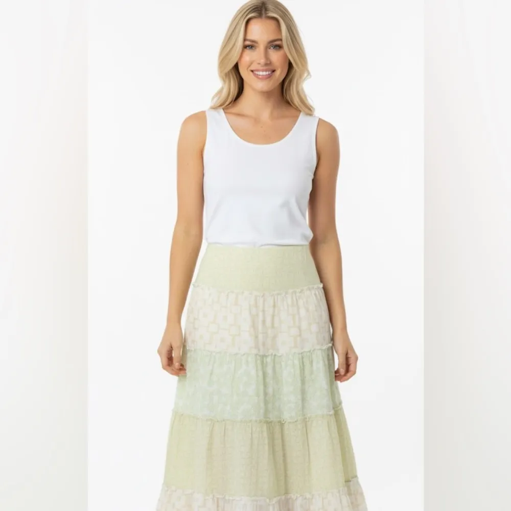 Sigrid Olsen maxi skirt tiered boho size 8 - Image 12