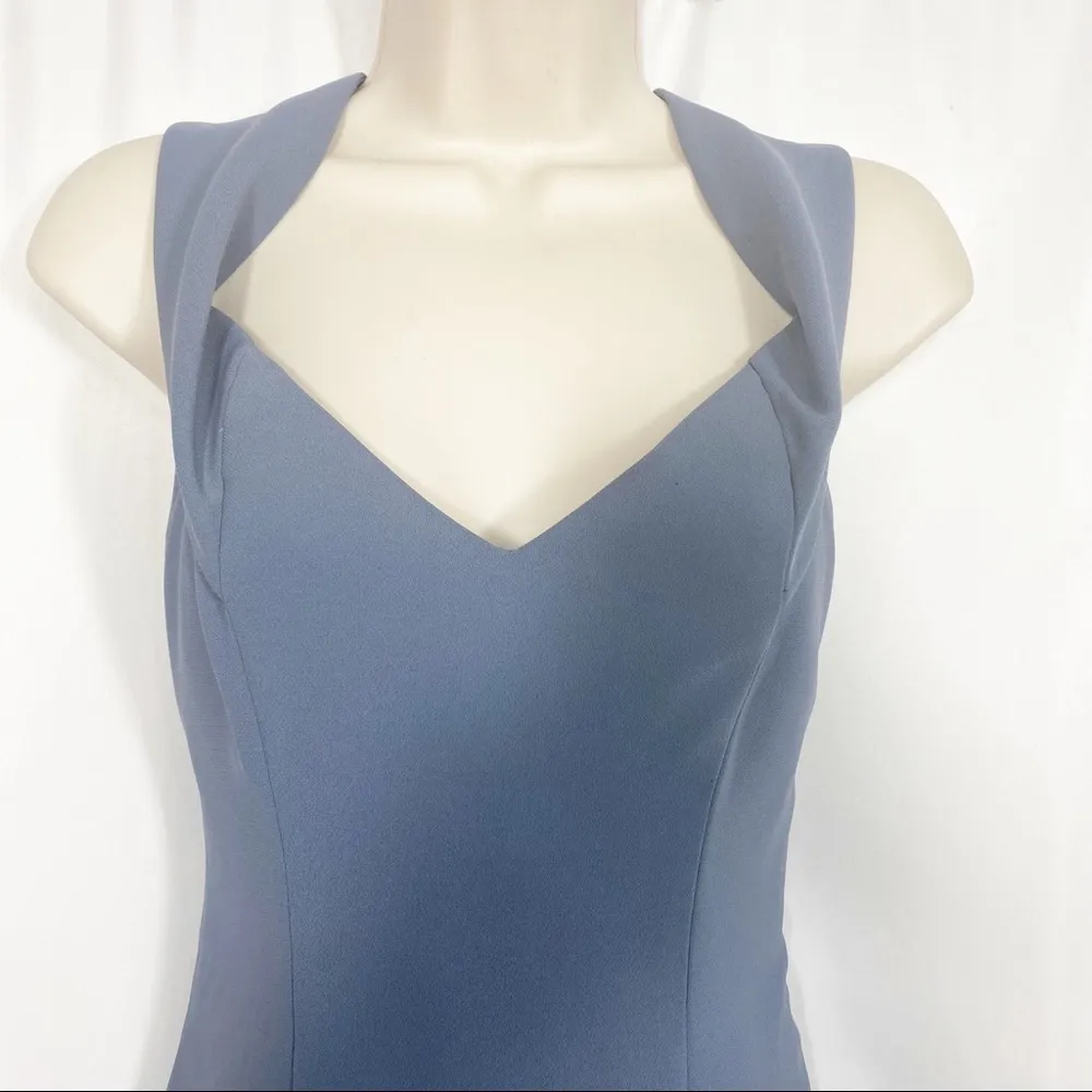 Dessy Collection Off The Shoulder Crossback Trumpet Crepe Gown: Silverstone Grey Gray Size 0 - Image 4