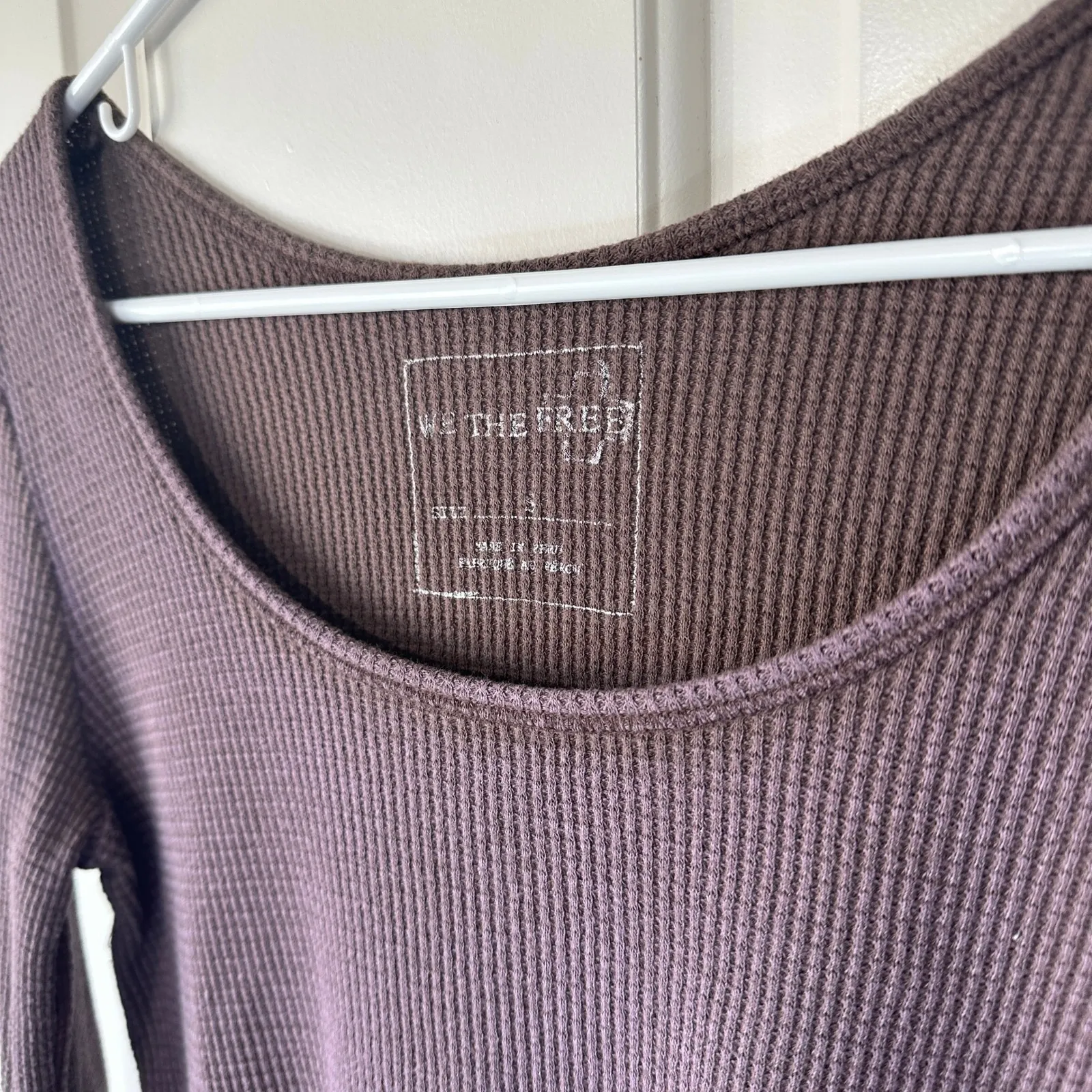 Free People We The Free‎ Waffle Knit Long Sleeve Peplum Babydoll Ruffle Purple S - Image 2