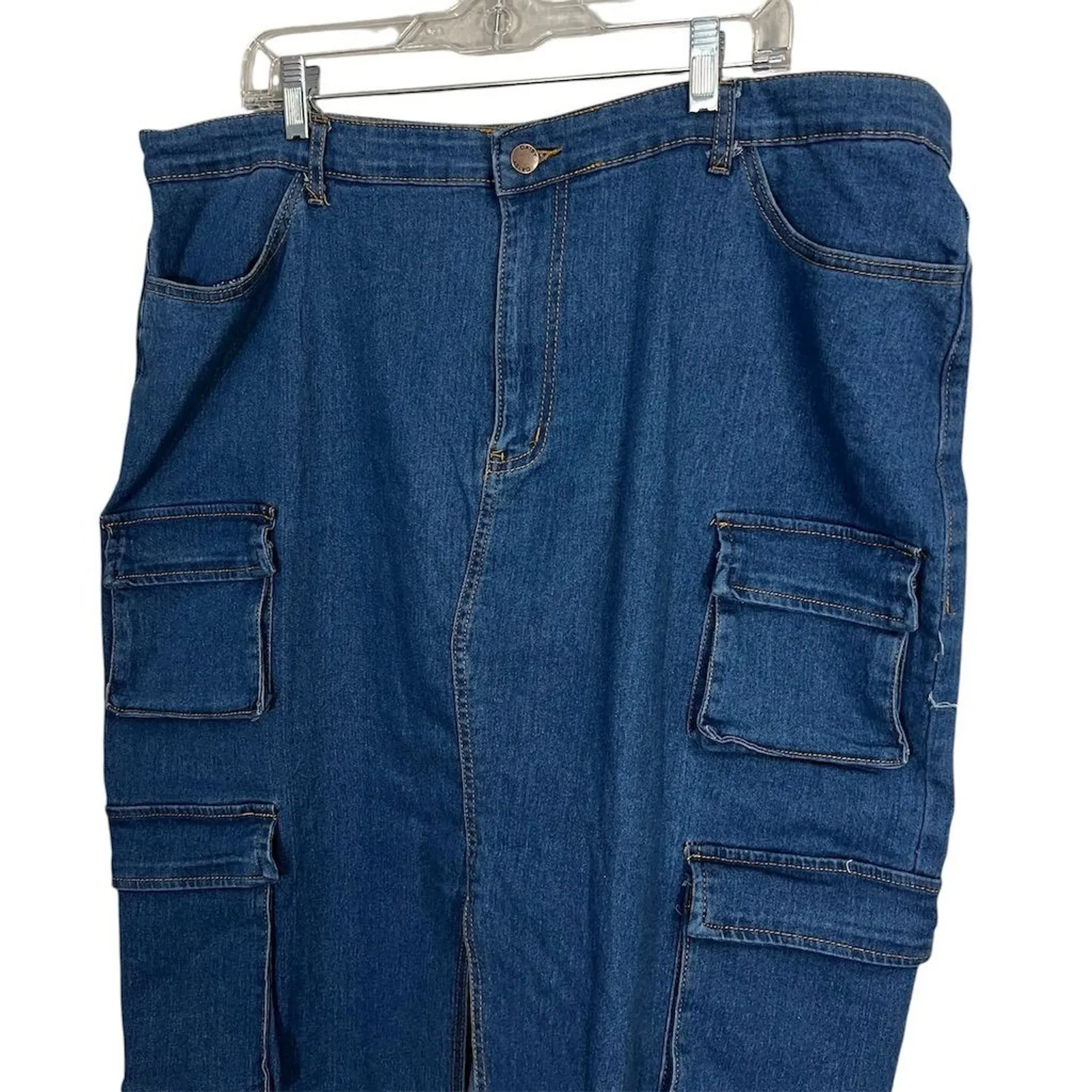 Denim Cargo Skirt Size 3X Midi Knee Length Casual Medium Wash - Image 2