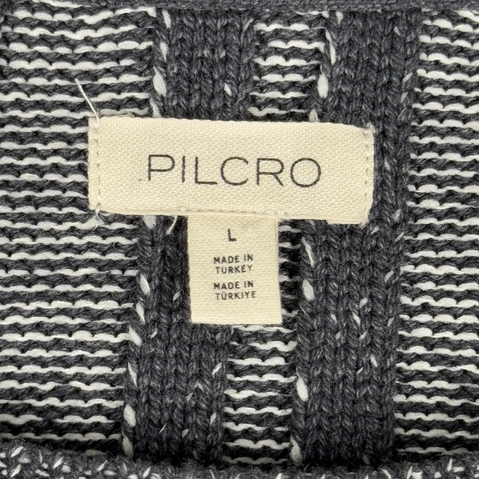 Pilcro Sweater Womens Large Navy White Marled Chunky Casual Distressed Grunge - Image 7