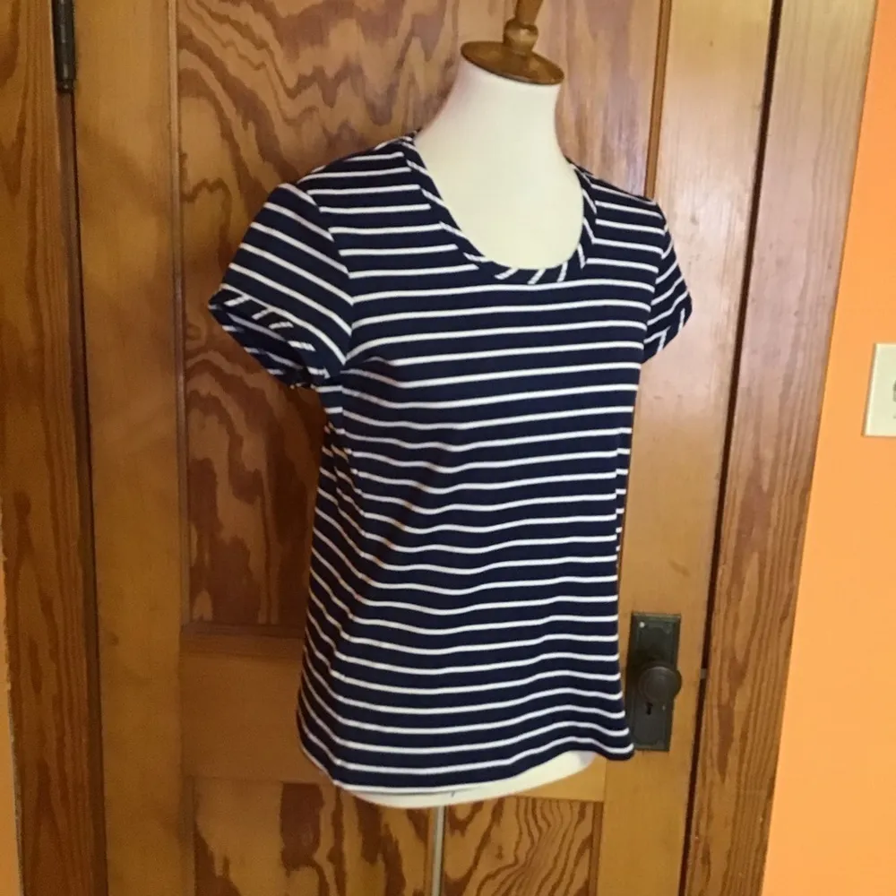 VTG Mod striped polyester shirt Blue Size M - Image 11