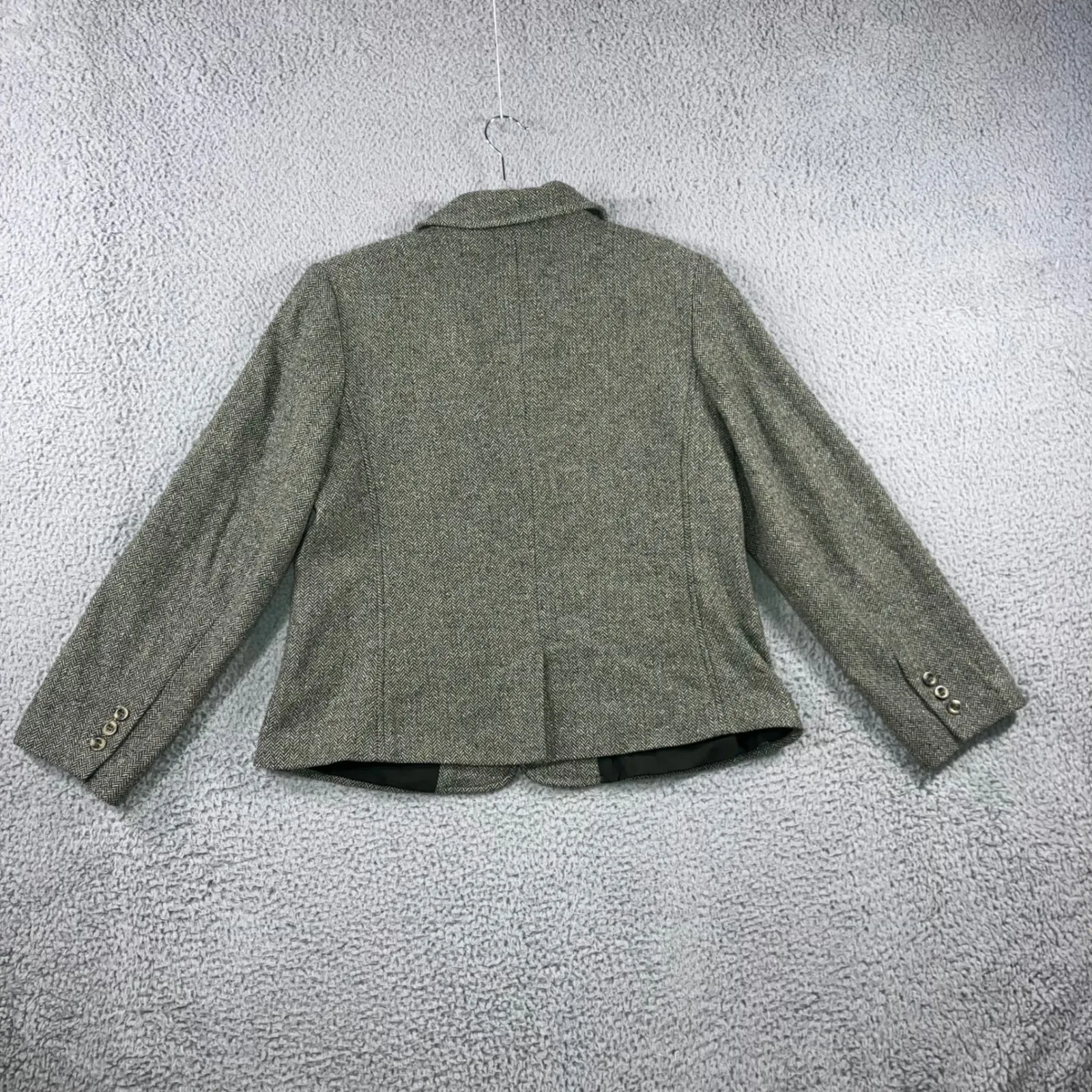 LL Bean Herringbone Tweed Blazer Jacket Women Medium Petite Wool‎ Silk 2 Button - Image 4