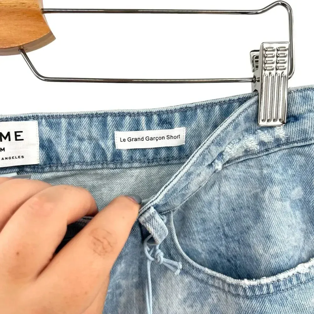 FRAME Le Grand Garcon High Waist Cutoff Denim‎ Shorts In Cloud Wash Size 29 - Image 11