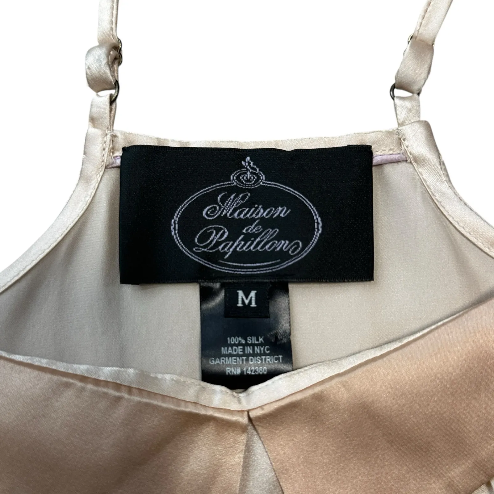 Maison de Papillion 100% Silk Tan Nude Baby Doll Night Dress Pajamas USA Medium - Image 4