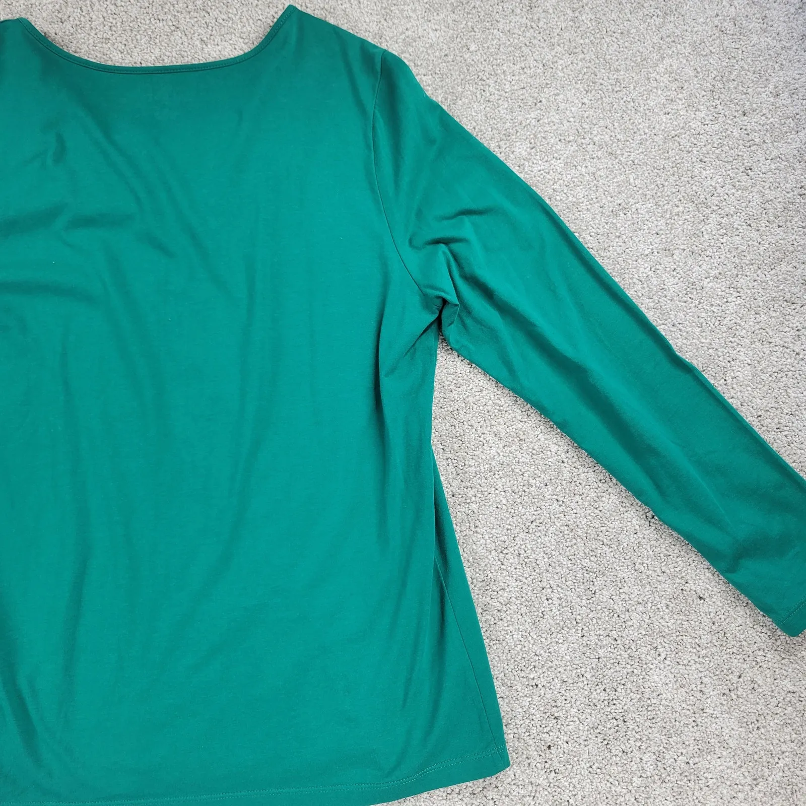 Talbots Womens Top XL Green Ruffle‎ Neck Detail Long Sleeve Blouse Shirt - Image 10