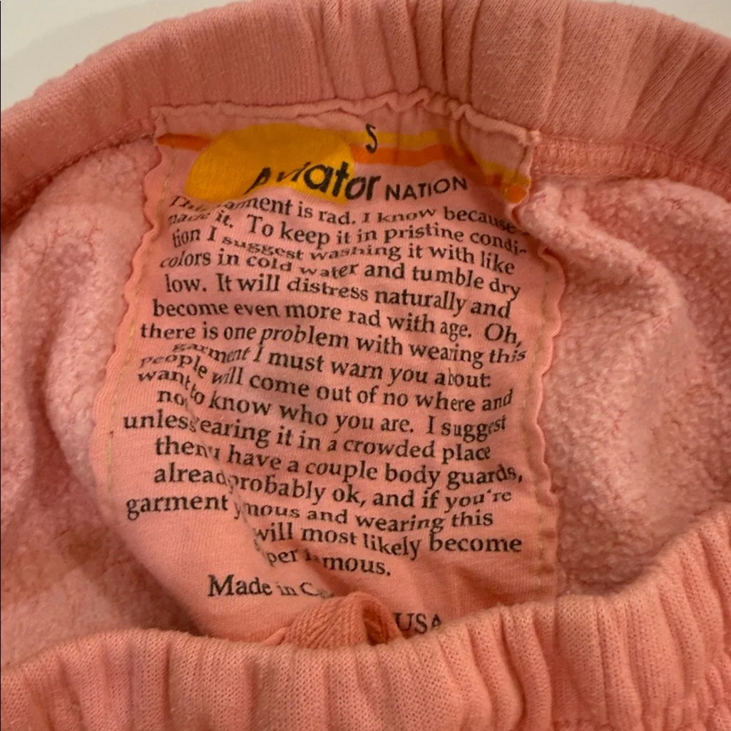 Aviator Nation Pink Sweatpants with Rainbow Stripe - Image 2