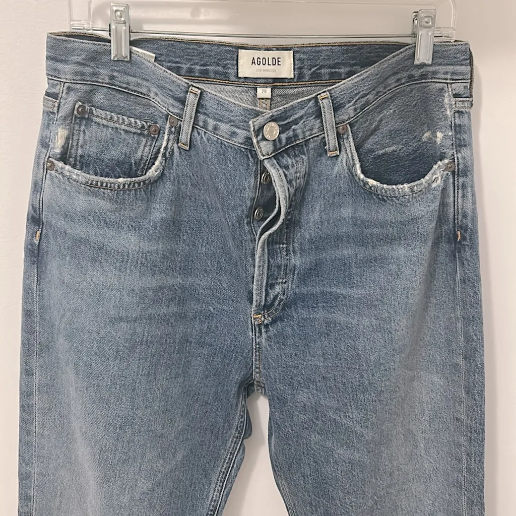 Agolde Riley High Rise Straight Crop Jeans - Image 6