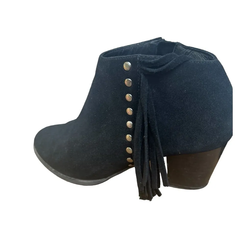 VIONIC Black Suede Studded Fringe Western Vibe Booties. size 8 - Image 3
